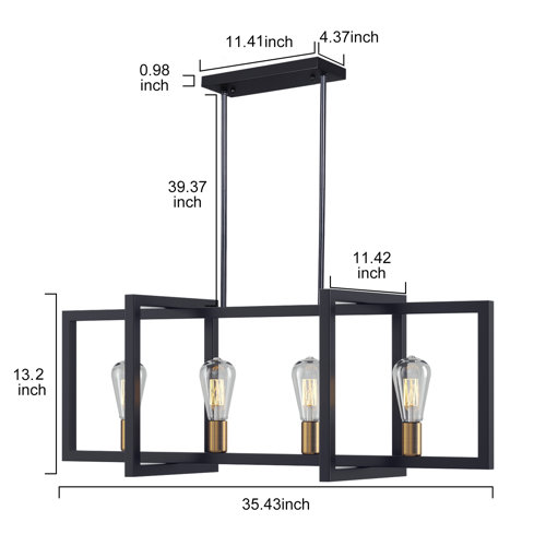 Gracie Oaks Gumersinda 4 Light Black/Antique Brass Kitchen Island